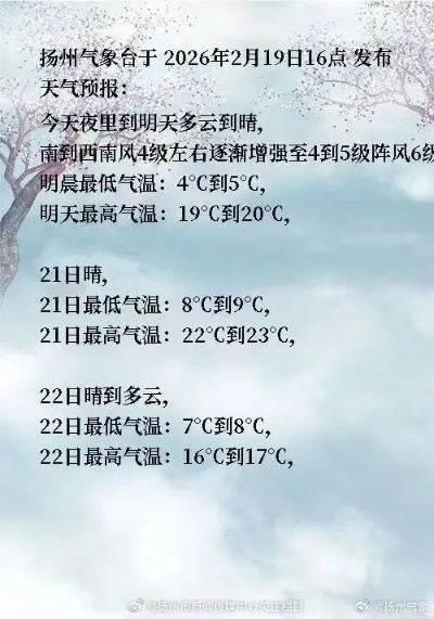 扬州一周天气预报，烟雨江南，冷暖交织✅恒信彩彩票app入口